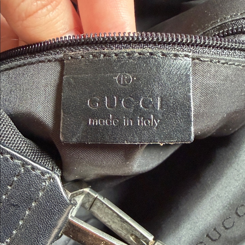 GUCCI Black Nylon Leather Hobo Bag - Picture 3 of 11